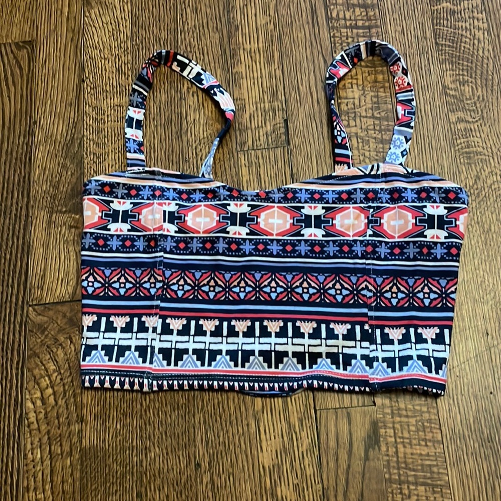 Garage Crop Top Aztec Pattern Open Back Strappy